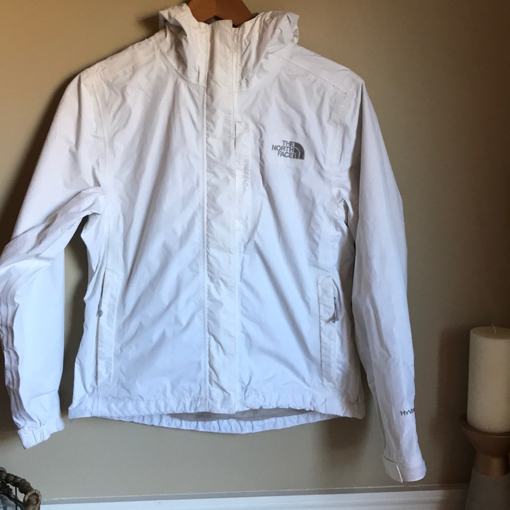 The North Face white/gray rain jacket